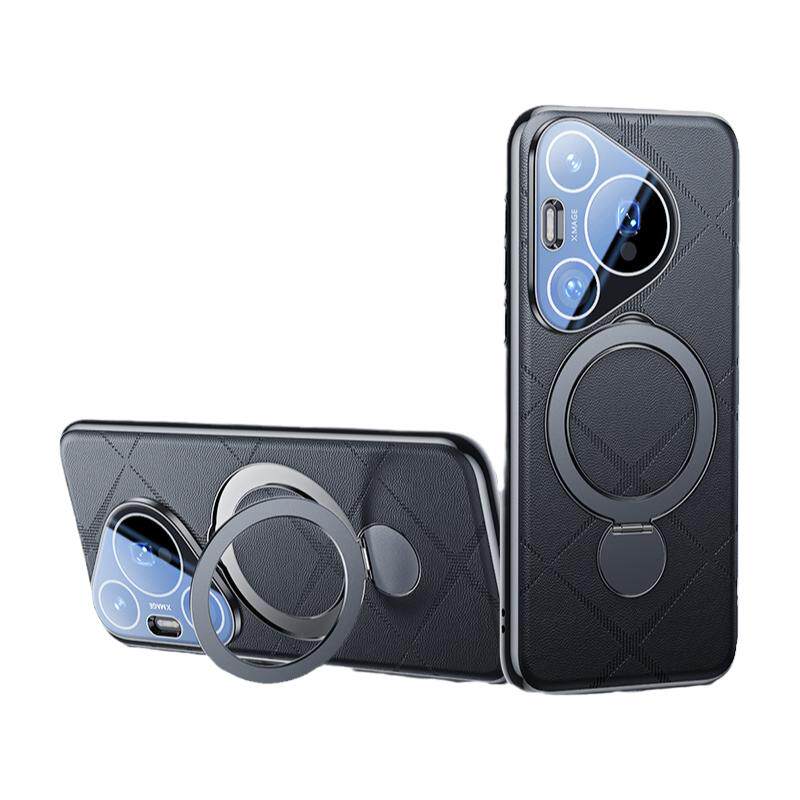 顺丰空运适用华为Pura70pro手机壳新款旋转支点壳pura70Pro+镜头全包防摔真皮保护套70Ultra磁吸支架男