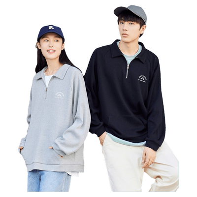 唐狮2025春秋季新款卫衣男polo翻领半拉链青少年情侣装外套潮rt