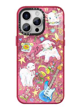 benefit粉色系唯美绵羊吉他17适用于iphone16promax苹果15PRO晶盾磁吸手机壳13新款14套12冰川纹防摔彩色边框