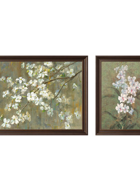 【苹果花与石斛兰】中古风客厅装饰画复古美式沙发背景墙法式油画