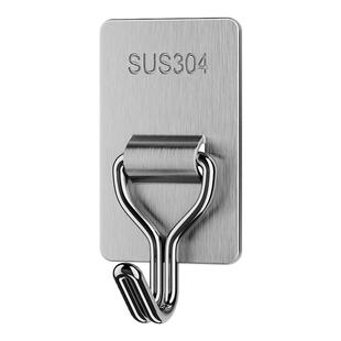不锈钢挂钩强力粘胶免打孔厨房浴室门后贴墙壁上无痕粘钩承重钩子
