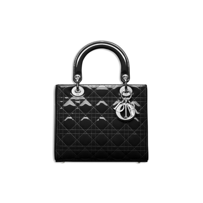 Dior/迪奧 戴妃包 Lady  牛皮藤格紋包袋 手提單肩包 女款 黑