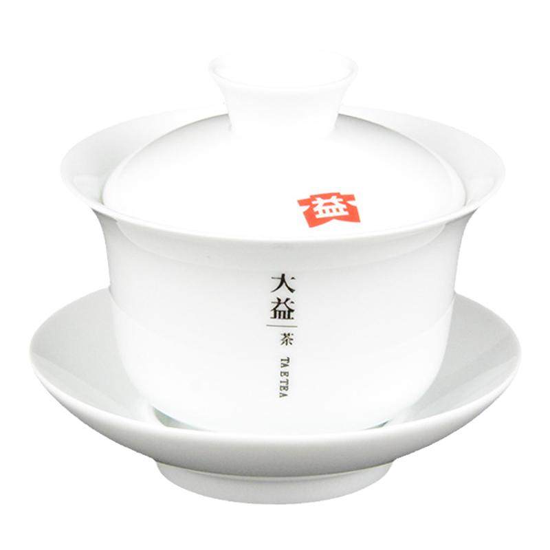 大益盖碗白瓷薄胎宽边满百减十