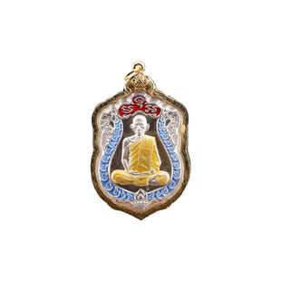 泰国正品龙婆瑞2557年大富翁天蓝理事舍玛自身纯银金壳萨马空