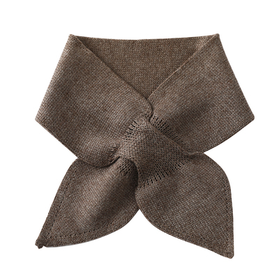 羊绒围巾女秋冬季短款百搭韩版穿孔交叉小领巾针织加厚保暖小围脖