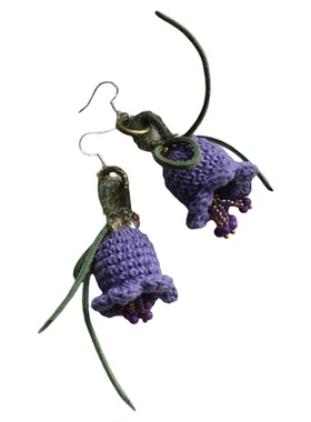 手工钩织花朵耳环女紫色田园风