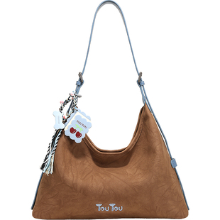 新年礼物TOUTOU仿麂皮托特包大容量软袋hobo腋下包通勤单肩斜挎包