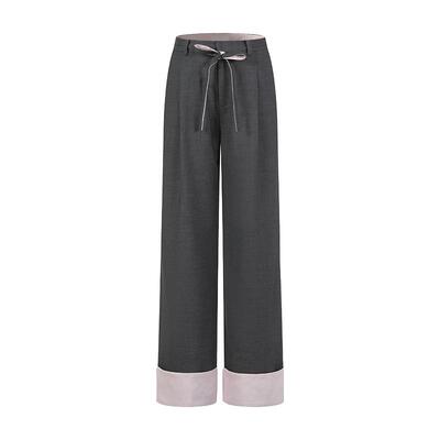 ThreeQuarters裤脚撞粉西装裤