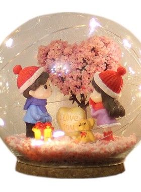 玻璃罩水晶球灯摆件展示瓶