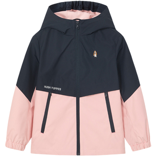 暇步士童装儿童外套中大童秋季新款男童三防风衣女童休闲拼色上衣