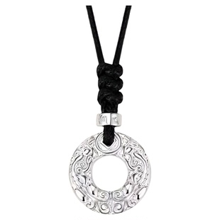 老凤祥足银平安扣貔貅吊坠编绳项链中式高级情人节生日礼物送男友