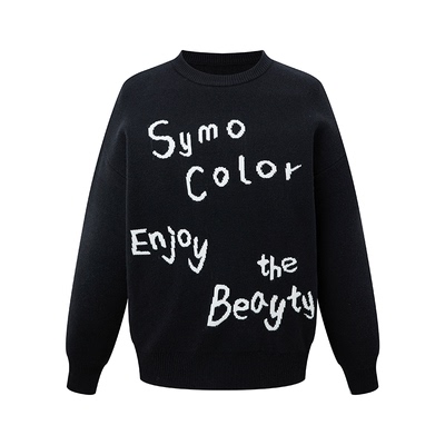 SYMOCOLOR字母提花圆领毛衣