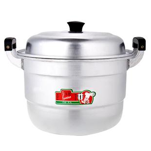 双层铝蒸锅家用老式铝锅烧水锅蒸馒头加厚大容量汤锅燃气钢筋锑锅