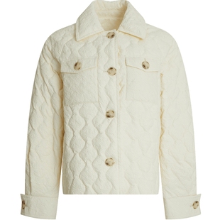 【小香风外套羽绒服】玛丝菲尔冬季新款乳白色短款翻领夹克羽绒服
