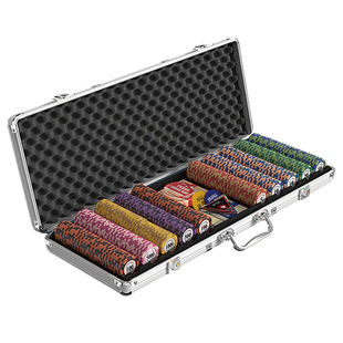 德州扑克筹码套装皇冠黏土麻将棋牌室专用筹码币高档铝箱德扑桌布