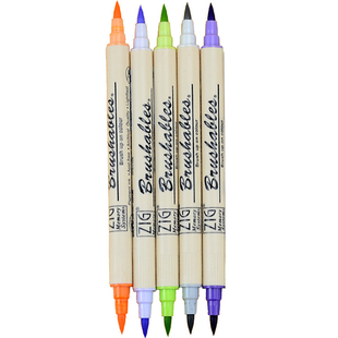 日本吴竹7700双色双头水彩笔单支英文brush彩色软头软毛手账专用红色酒红色毛笔 海绵头软笔画画书法花体字笔