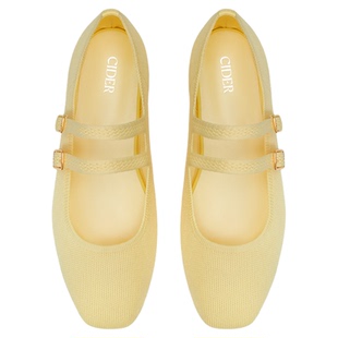 CIDER 秋冬新品女装双带针织玛丽珍平底鞋 114097865