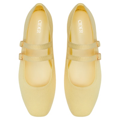 CIDER 秋冬新品女装双带针织玛丽珍平底鞋 114097865