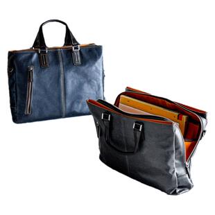 日本SANWA原装进口商务电脑包防水面料牛皮提手3仓式13.3冈山牛仔布大容量配密码锁商务包高级感杜勒斯电脑包