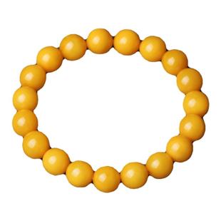 原石蜜蜡大手串手链鸡油黄圆珠老型墩子佛珠单圈琥珀老花蜡男女款