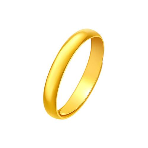 周大生黄金戒指环情侣男女婚戒素圈对戒手饰女友老婆生日节日礼物