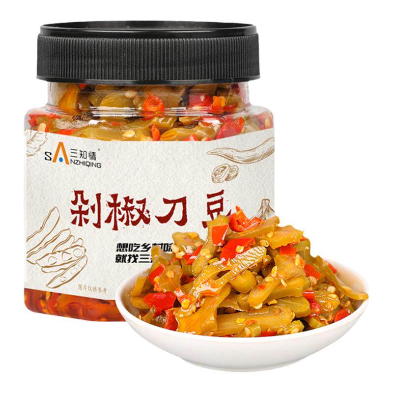 湖南剁椒刀豆腌制咸菜下饭菜剁辣椒酱菜腌菜泡菜湖南特产土特产