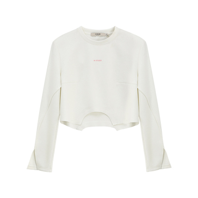 X--MOOM毛边下摆长袖T恤