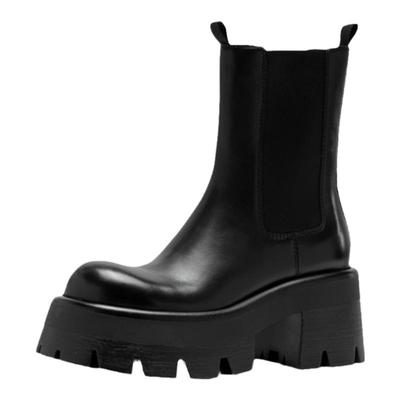 Thirty More厚底切尔西靴女2024秋冬新款英伦风牛皮通勤百搭短靴