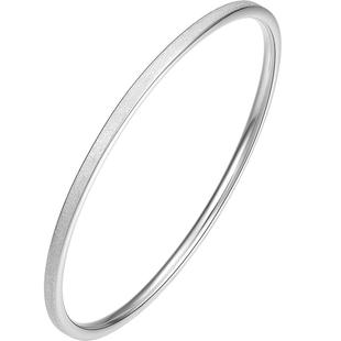 周六福古法银手镯女磨砂S999足银素圈镯情侣新年礼物送男友送女友