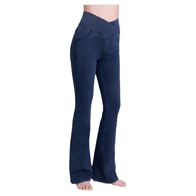 BWELL前交叉牛仔微喇裤休闲显瘦瑜伽裤BWY7584K