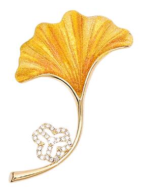 金色银杏叶胸针女款高端精致时尚