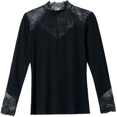 春秋莫代尔新款高领修身蕾丝秋衣