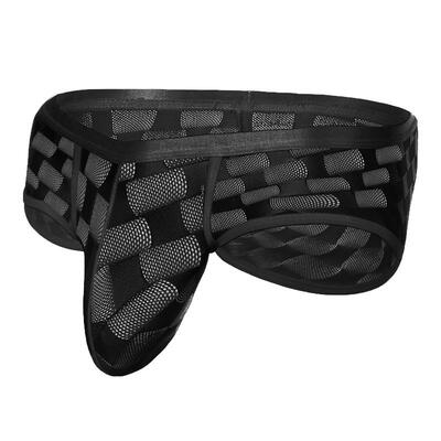 男士性感透明低腰小平角裤