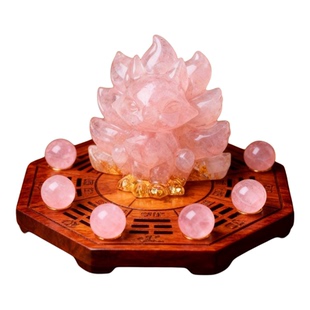 新中式水晶莲花摆件粉色甜美风动物造型国学装饰品传统行业专用