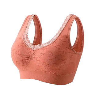 妈妈内衣中年妇女一体背心文胸美背纯棉无钢圈聚拢老人背心式胸罩