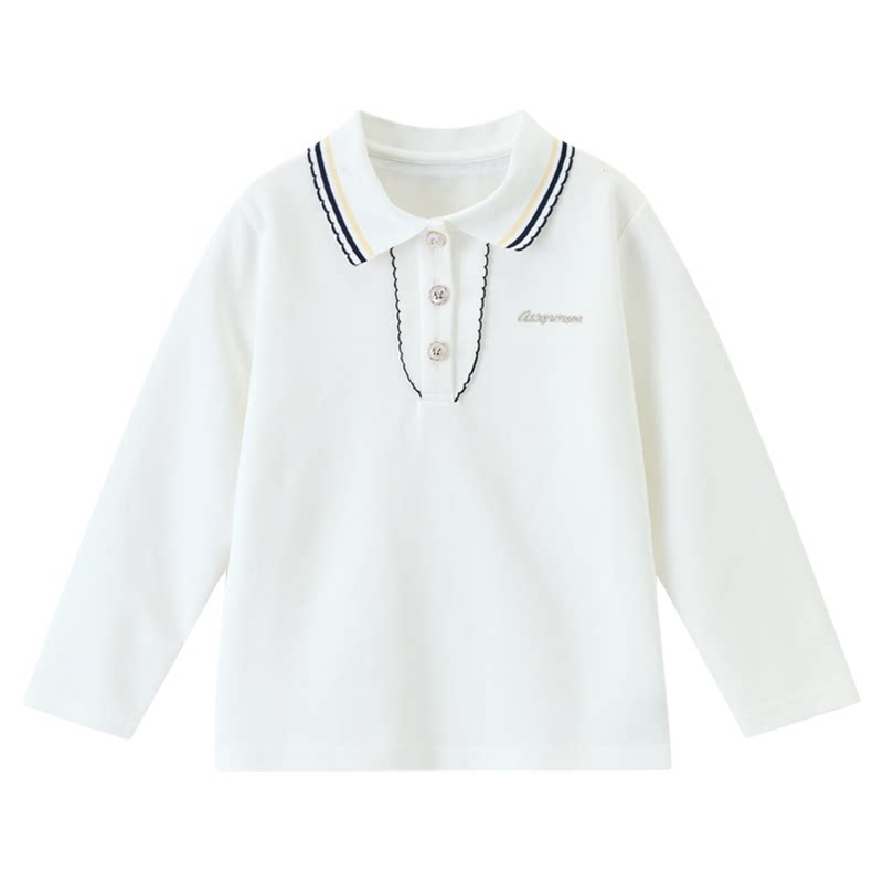 ask儿童T恤2026春秋新款女童POLO衫长袖大童小女孩学院风衣服上衣