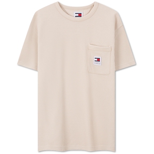 【华夫格肌理】Tommy春夏男装休闲织标贴袋圆领针织短袖上衣T恤