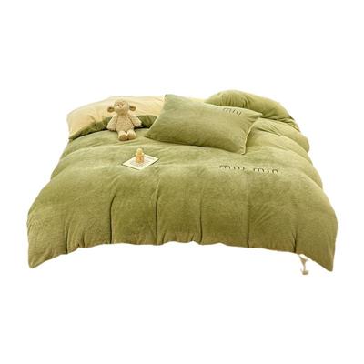 简约款加厚北极绒拼牛奶绒四件套