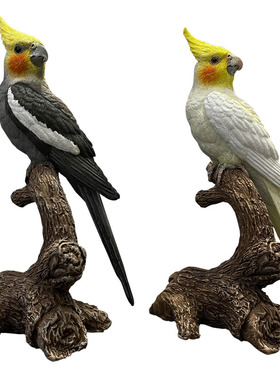 玄凤鹦鹉灰鹉鹦手绘雕像摆件个性