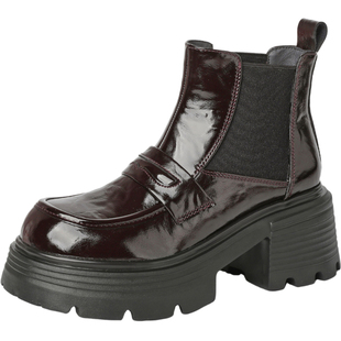 星期六马丁靴女冬2025冬季新款黑色女款加绒靴子短靴切尔西烟筒靴