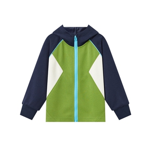 多多家男童连帽外套2026新款春秋季儿童拼色插肩袖中大童春装上衣