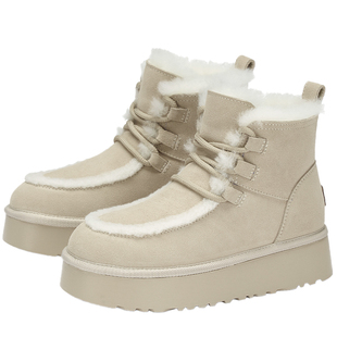 73hours女鞋奶里奶气冬季新款加绒加厚雪地靴子厚底圆头短靴女