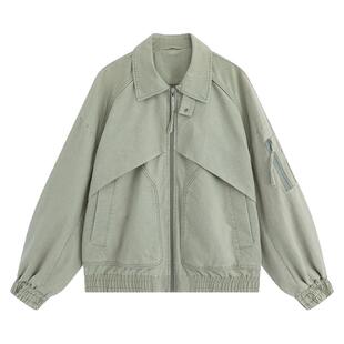 流石男装设计感工装风宽松夹克2026年秋季男款拼接多口袋休闲外套