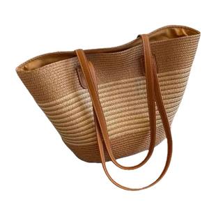 编制草编包包女大容量2025新款菜篮子单肩包沙滩高级感通勤托特包