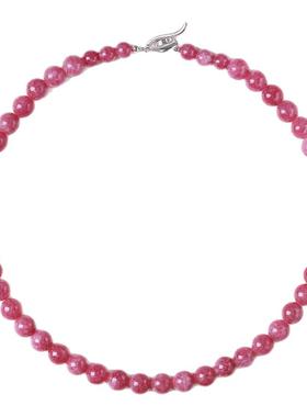 微合米雪粉色蔷薇石项链