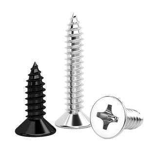 304不锈钢平头自攻螺丝木螺钉黑色十字沉头螺丝钉M1M2M3M4M5M6M8