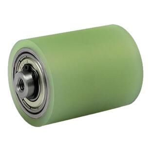 聚氨酯包胶双头内牙从动组滚筒无动力双轴承流水线胶轮导向托辊