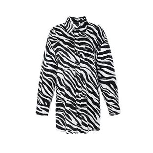 SILKY MIRACLE真丝衬衫裙ZEBRA黑白斑马纹桑蚕丝睡衣可外穿居家服