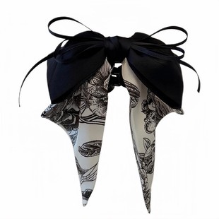 国潮水墨飘带蝴蝶结马尾夹优雅复古国风印花抓夹新中式扎马尾发夹