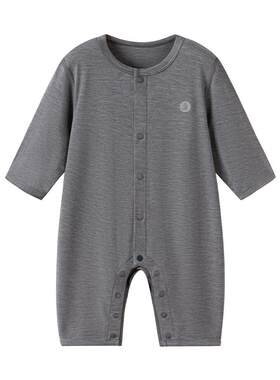 babylove婴儿连体衣春秋居家轻薄衣服宝宝睡衣纯色打底哈衣爬服